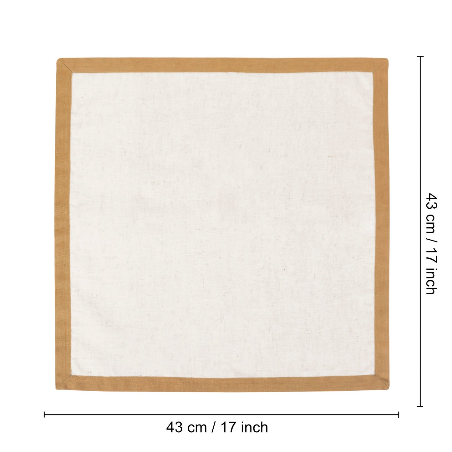Dining Table Premium Cotton Table Napkin with Beige Border (Set of 6 , L x B – 17 x 17 inch , Off White and Beige) - View 5
