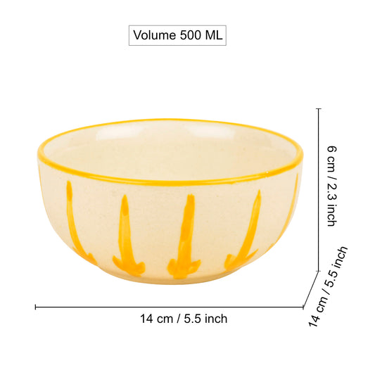 “The Lucid Yellow Collection” Ceramic Floral Serving Bowls (Set of 2, Yellow and Off White , Diameter – 5.5 inches) - View 2