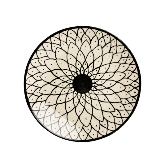 Hand Painted Black and White Spiral Ceramic Quarter Plates (7 inches, Set of 2) - View 2