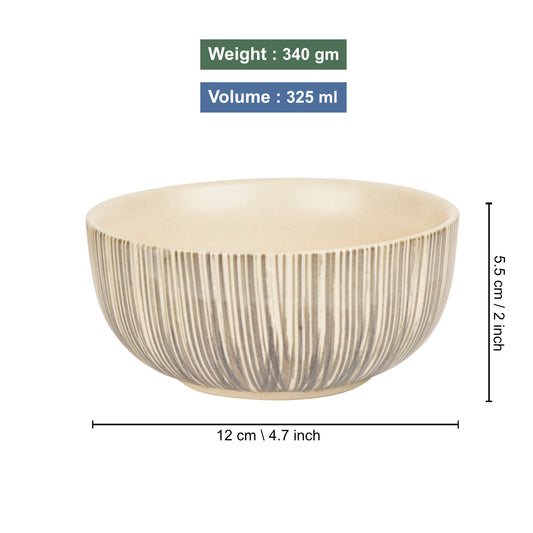 Hand Painted Black Brush Ceramic Serving Bowls (5 inches, 325 ml each, Set of 2) - View 2