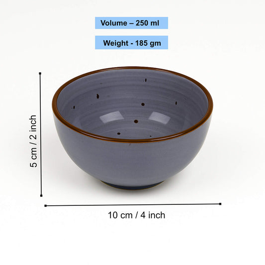 "Midnight Dusk Collection" Ceramic Dinner Serving Bowls (Set of 4 , 250 ml each, Grey Speckle) - View 2