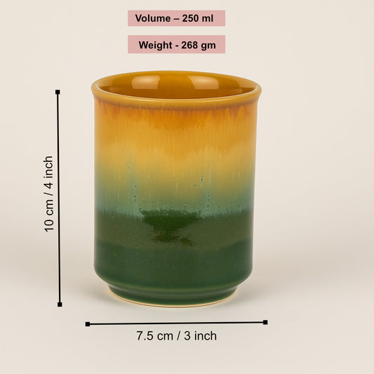 Studio Pottery Ombre Ceramic Glasses (Set of 2, Sea Green & Creamy Beige, 250 ml each) - View 2