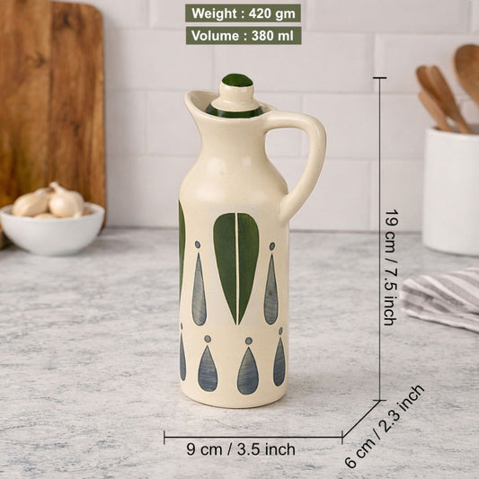 'Classic Charm' Hand-Painted Leaf Ceramic Oil Bottle Set (380 ml, Set of 2) - View 2
