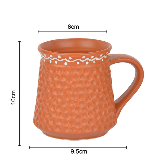 Handcrafted Ceramic Milk Mugs (300 ml, Set of 2, Terracotta Brown) - View 2