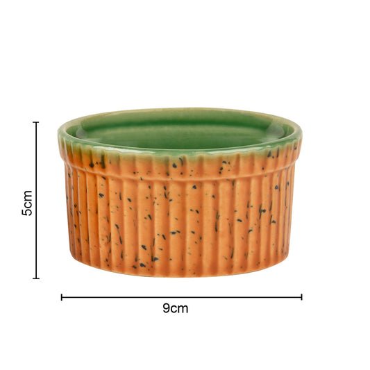 Studio Pottery Ceramic Dessert / Dip Bowls (150 ml each, Set of 2, Brown , Copper Green) - View 2