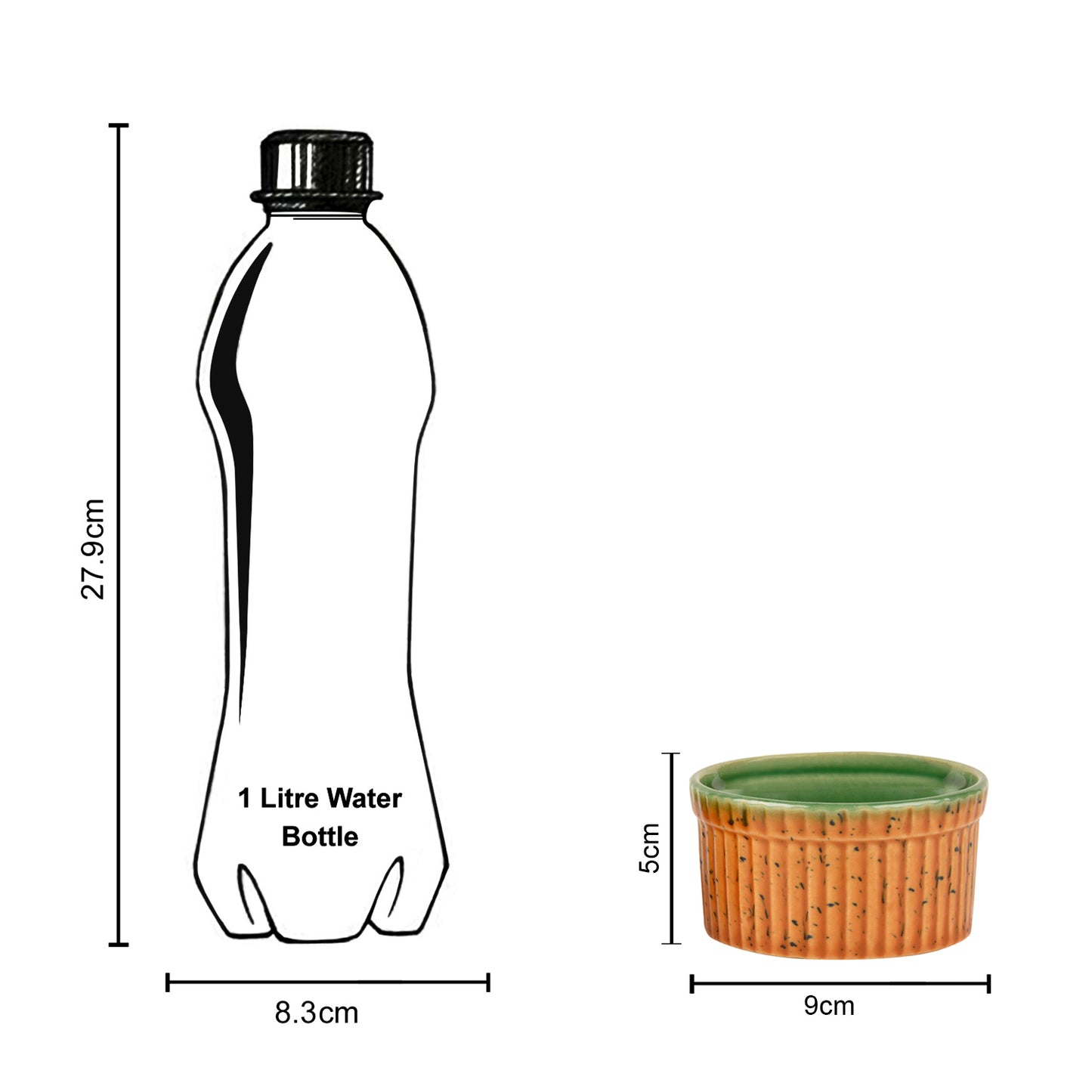 Studio Pottery Ceramic Dessert / Dip Bowls (150 ml each, Set of 2, Brown , Copper Green) - View 6