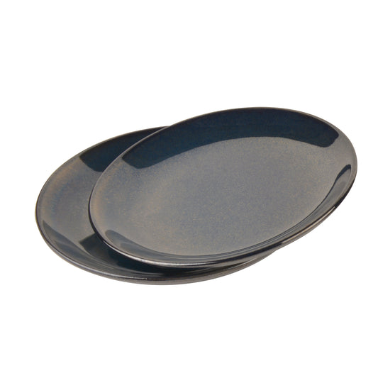 “the LUXE” Ceramic Hand Glazed Dinner Serving Plates ( 10 inches, Set of 2, Navy Blue) - View 2