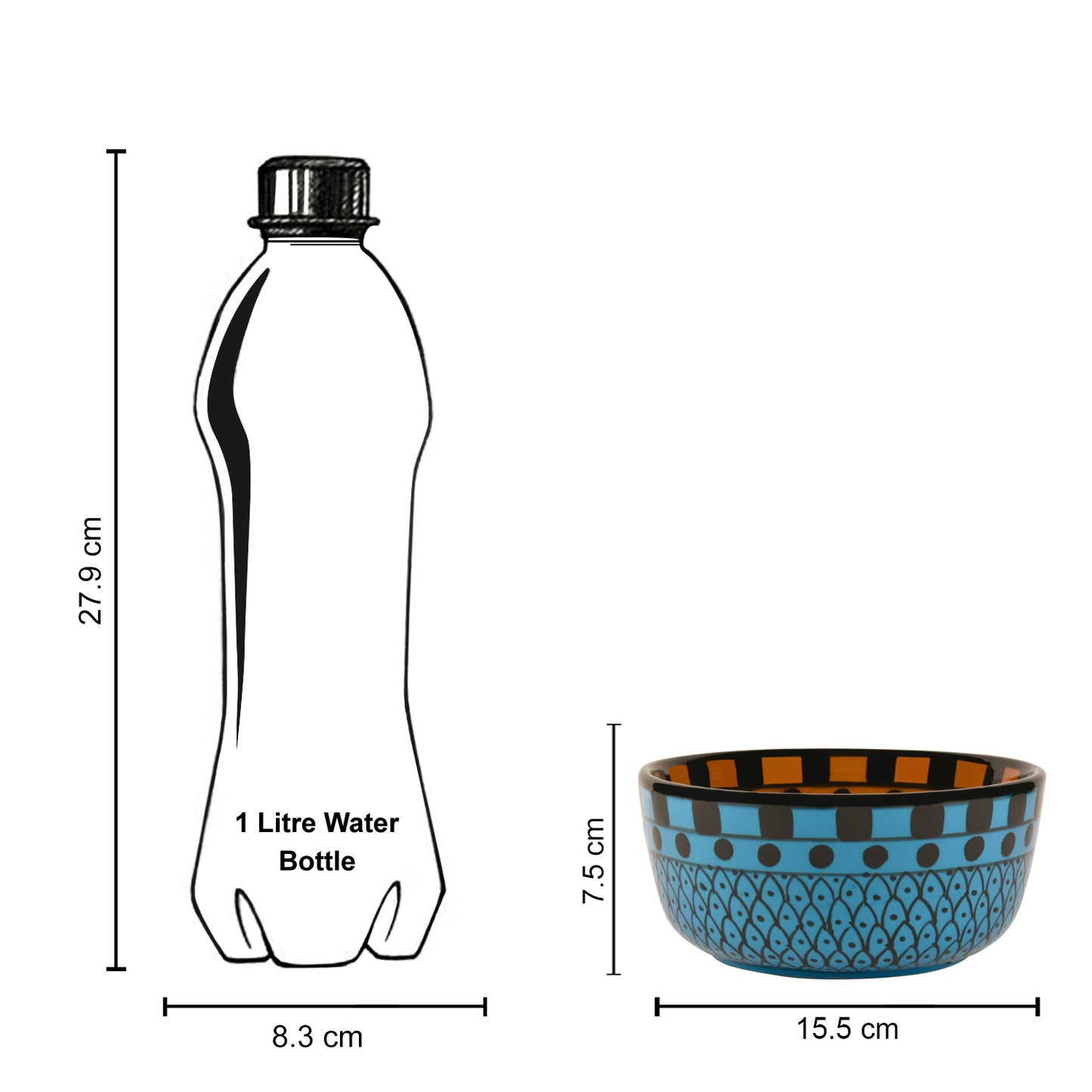 Handpainted Ceramic Serving Bowl (800 ml , Blue) - View 5