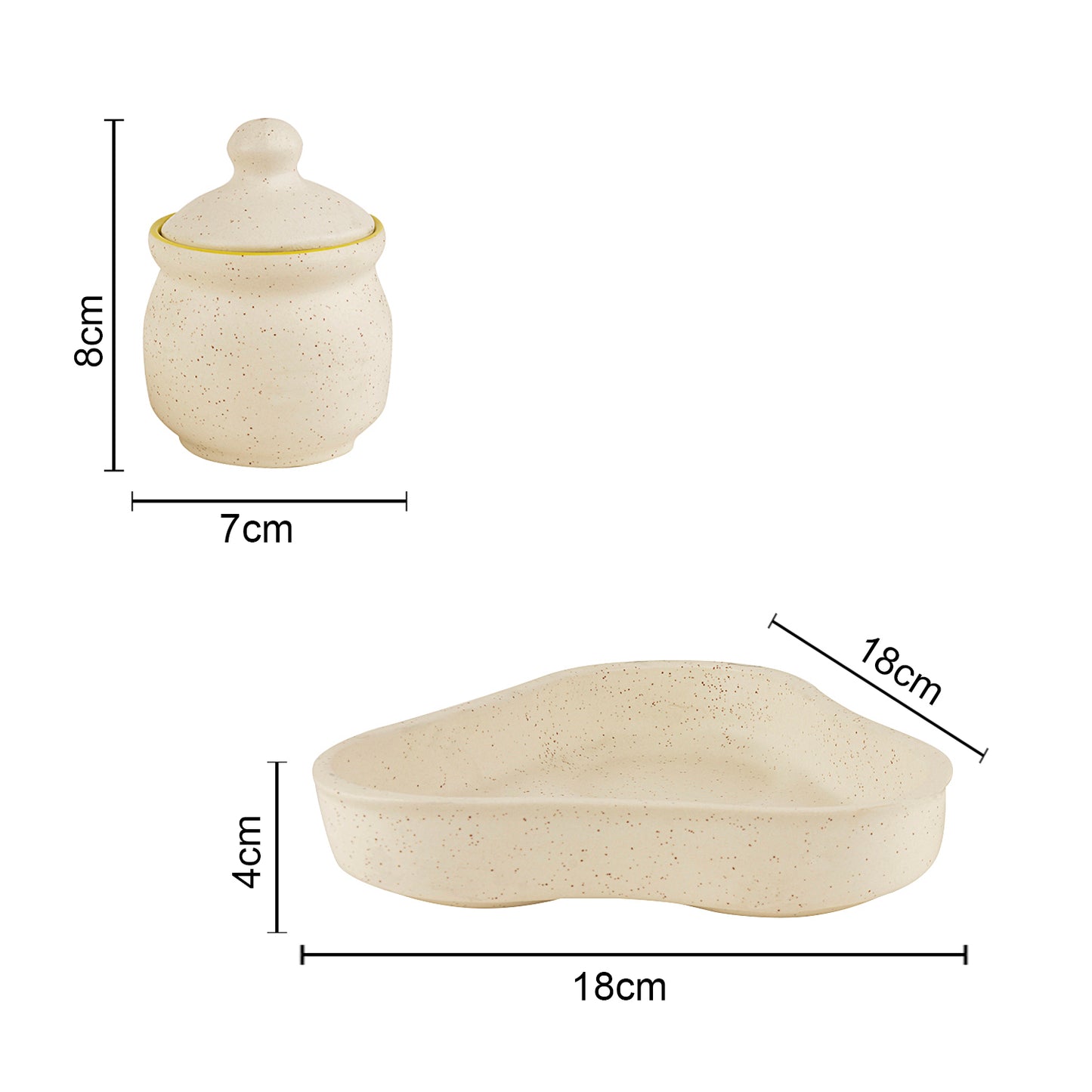 Ceramic White Matt Pickle Serving Jar Set with Tray (Set of 3, White and Green) - View 5