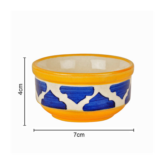 Handpainted Ceramic Serving Bowls (110 ml , Set of 4, Blue and Yellow) - View 2