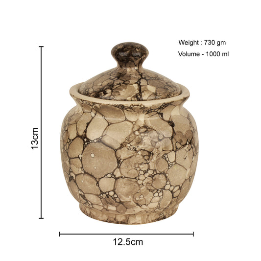 Handpainted Ceramic Jar with Lid (1000 ml, Grey Lustre) - View 2