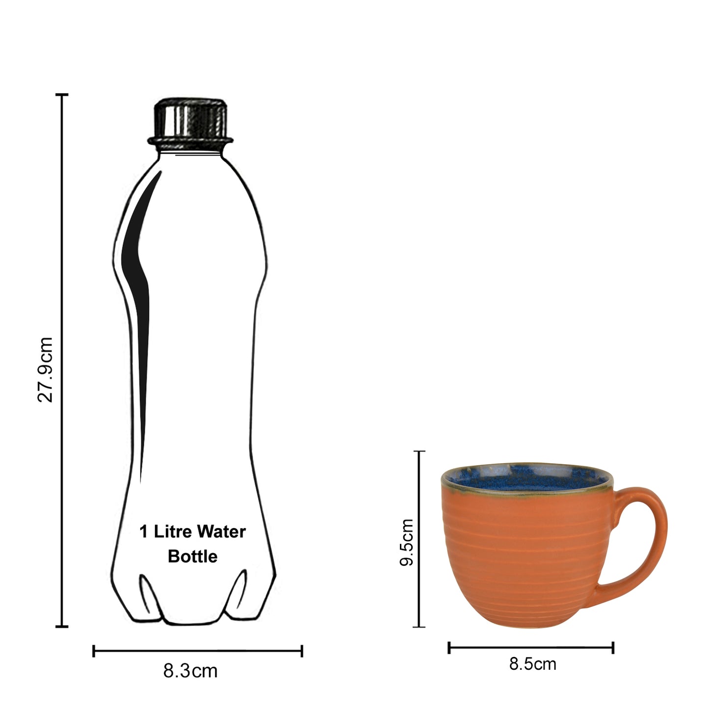 Handcrafted Ceramic Soup Bowls with Handle (350 ml Each, Set of 4, Terracotta) - View 5