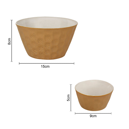 Handcrafted Ceramic Pudding Serving Set (Set of 7, Beige, 700 ml and 150 ml each ) - View 2