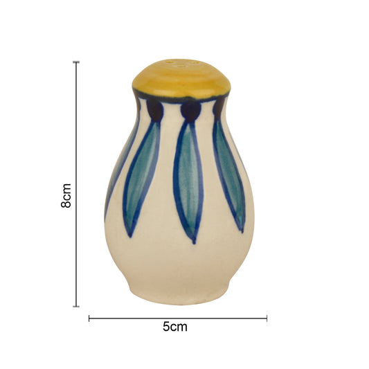 "Kyoto Collection" Handpainted Ceramic Salt and Pepper Shaker (Set of 2, White and Blue ) - View 2