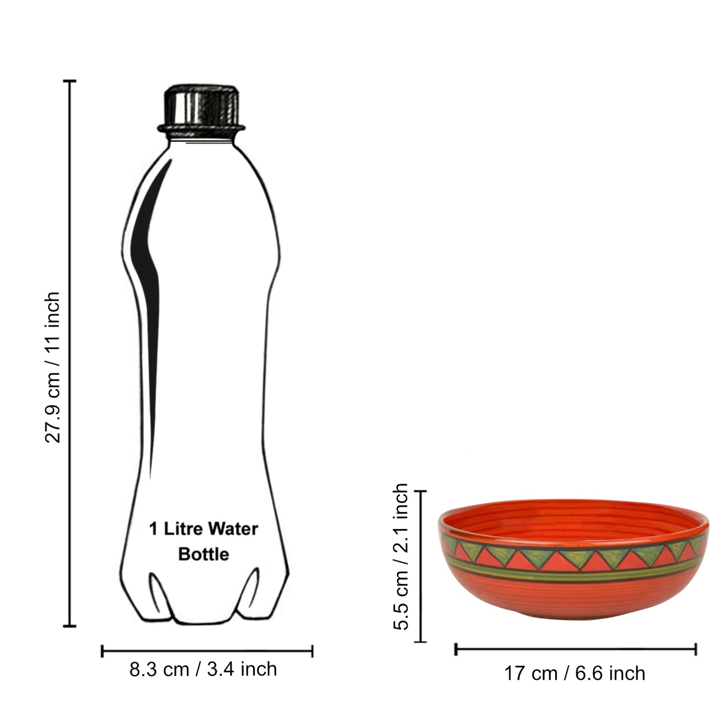 Hand Painted Ceramic Serving Bowl (Red and Green, Diameter - 17 cm, 750 ml) - View 4