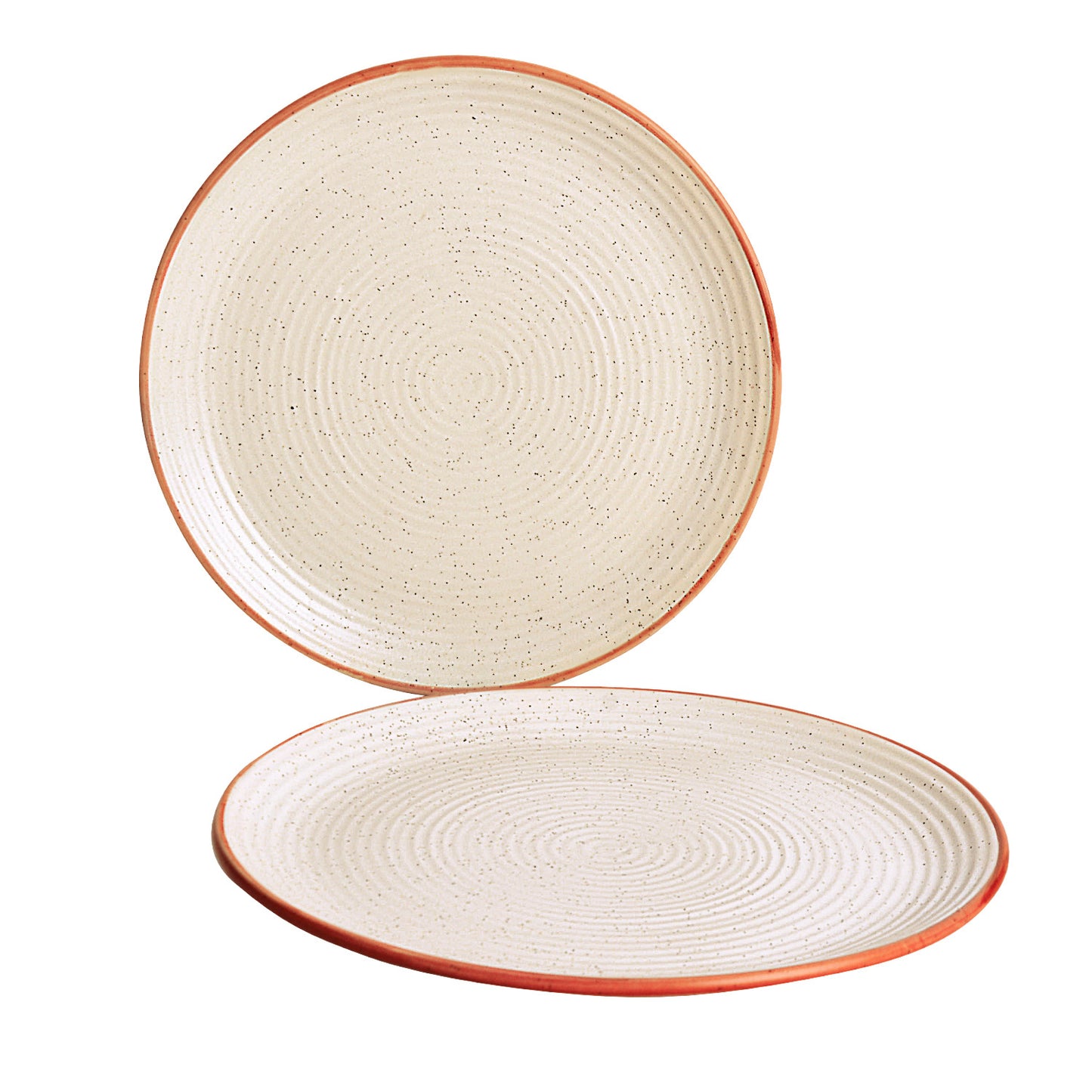“Fiesta of Hope Collection” Studio Pottery Ribbed Ceramic Dinner Serving Plates (Set of 2, Off White , Diameter – 10 inches) - View 4