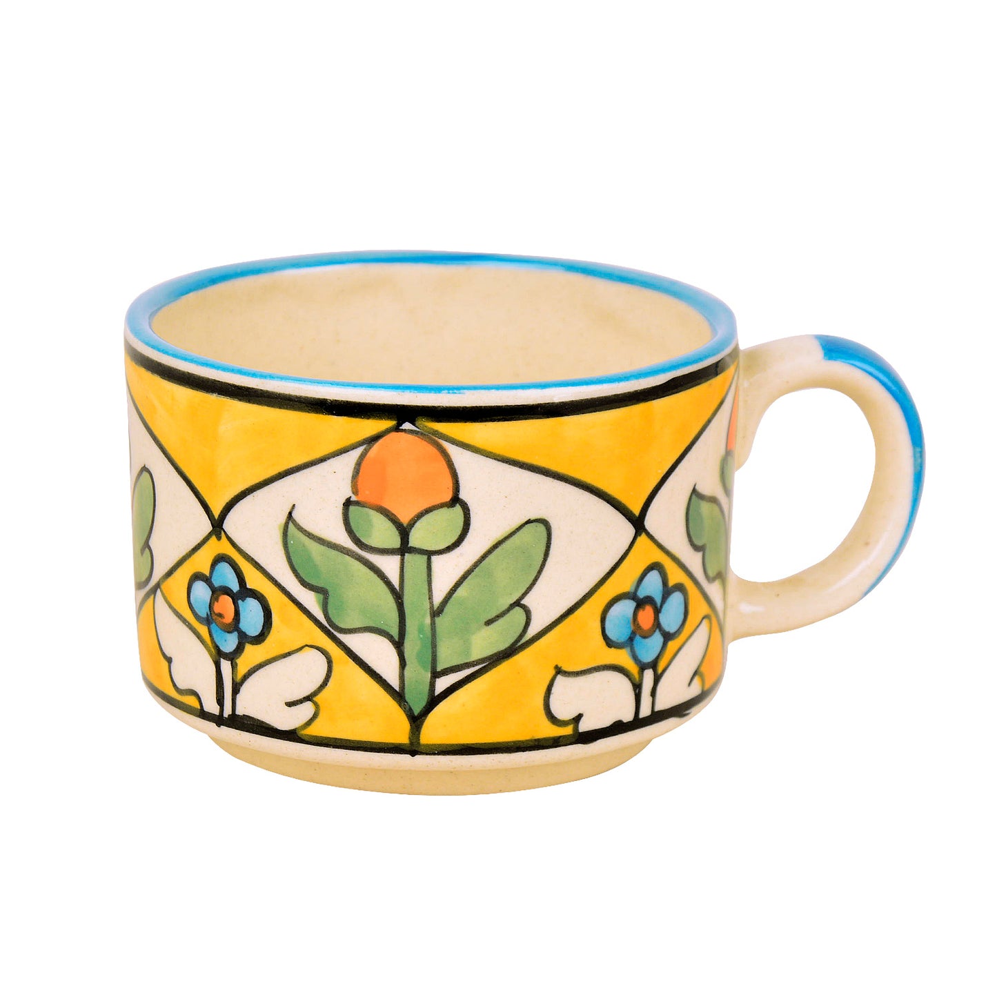 Handpainted Ceramic Tea Set (1 Kettle , 4 Cups, Multicolor) - View 6