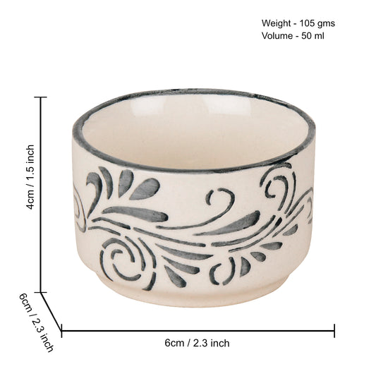 Hand Painted Ceramic Dip Bowls (50 ml , Grey , Set of 4) - View 2