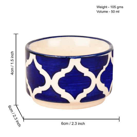 Handpainted Ceramic Dip Bowls (50 ml , Blue , Set of 4) - View 2