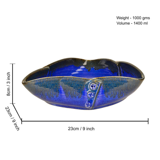 “Luxurious Midnight Blue” Ceramic Serving Bowl (Prussian Blue , 23 cm , 1400 ml) - View 2