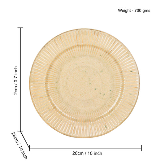 “Dazzling Riviera” Ribbed Ceramic Dinner Serving Plates (Set of 2, Ivory , Diameter – 10 inches) - View 2