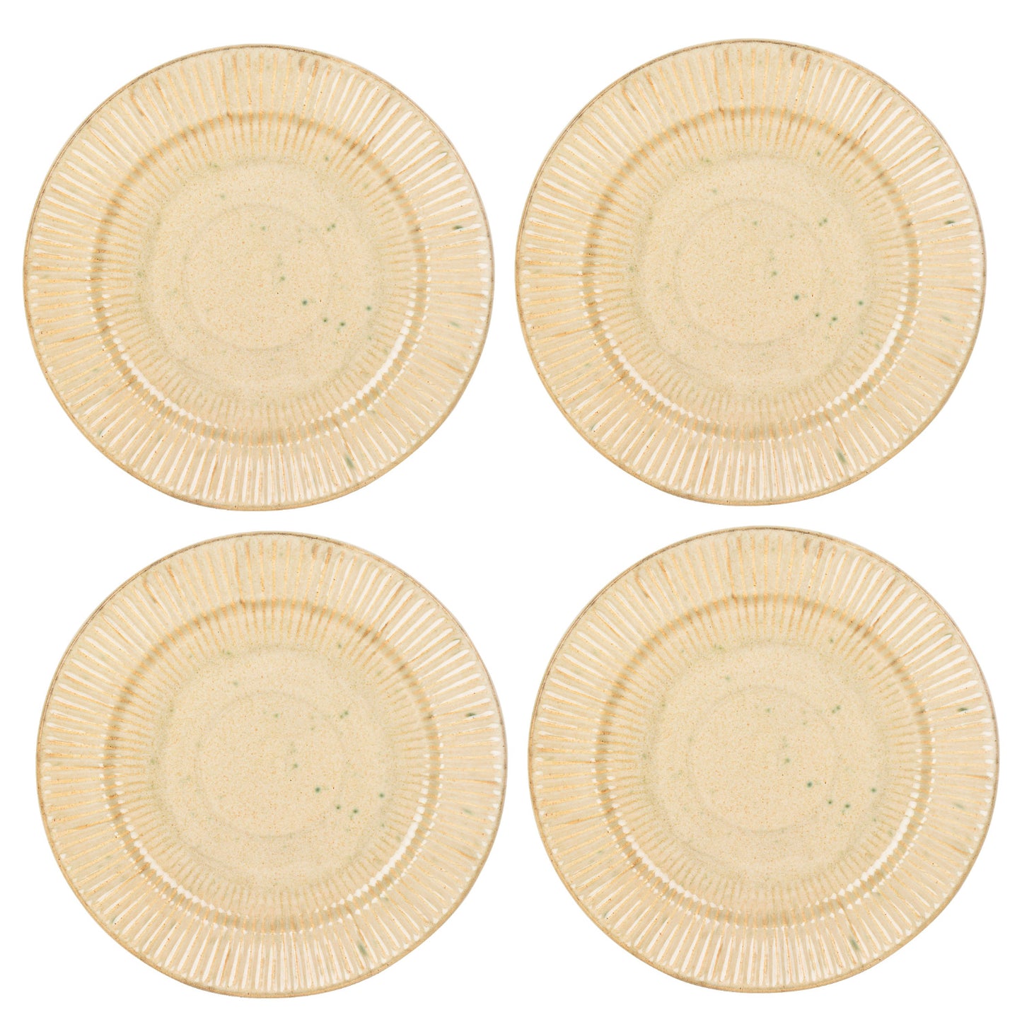 “Dazzling Riviera” Ribbed Ceramic Dinner Serving Plates (Set of 4, Ivory , Diameter – 10 inches) - View 6