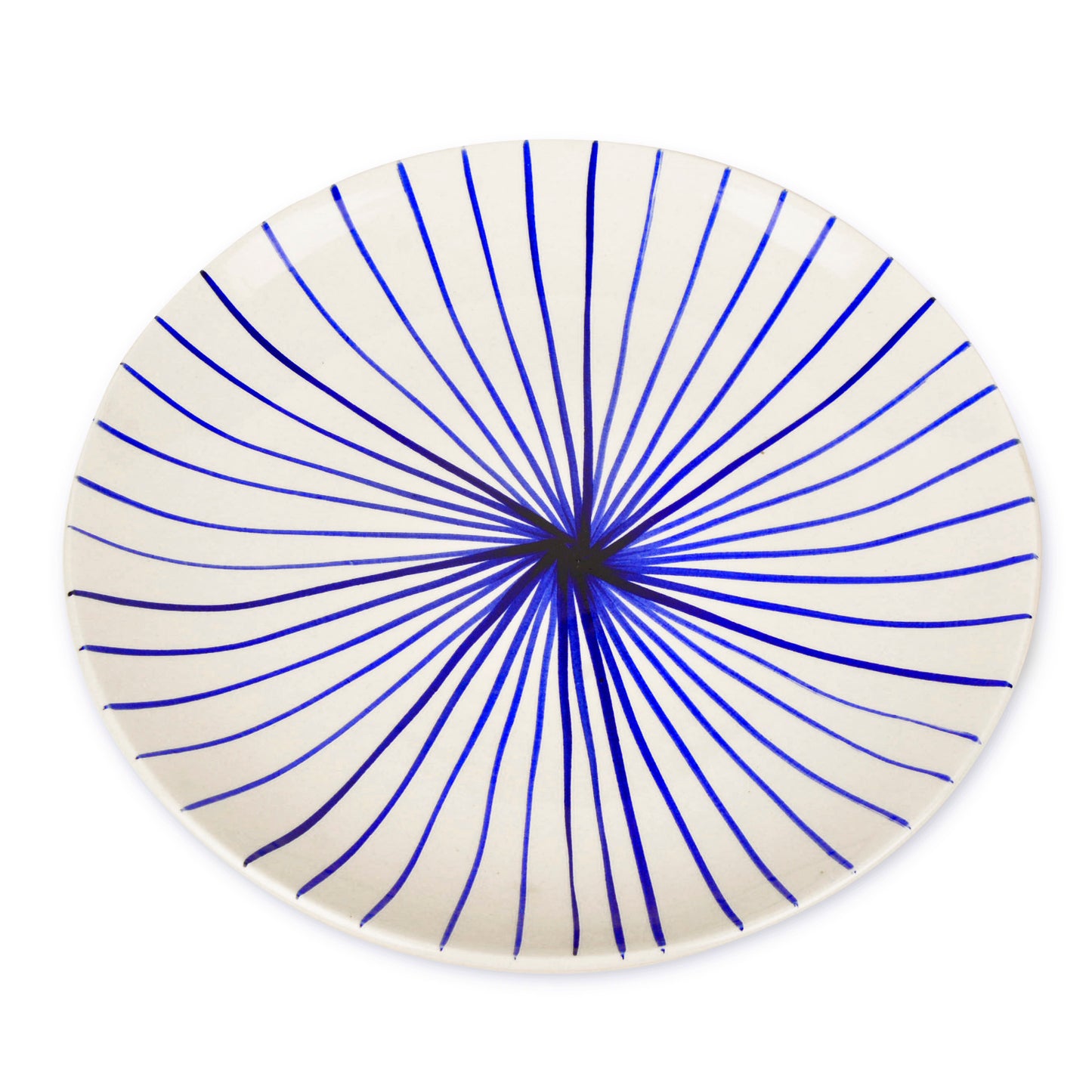“Blue Kasa Line” Ceramic Striped Dinner Serving Plates (Set of 2, White and Blue, Diameter – 10 inches) - View 5