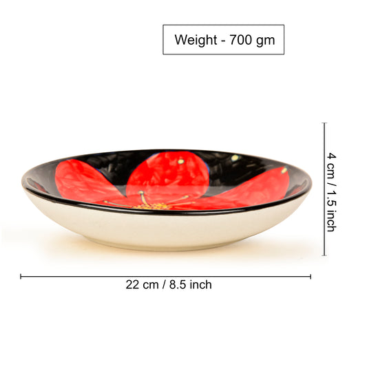Hand Painted Chic and Sleek Ceramic Shallow Serving Bowl (8.5 icnhes , Red and Black) - View 2
