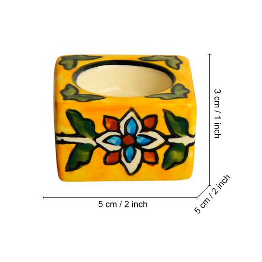 Hand Painted Ceramic Tea Light Holder for Home Decoration (Multicolor ,Set of 4) - View 2