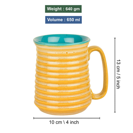 Premium Ceramic Jumbo Beer Mugs (650 ml each, Set of 2, Beige and Sky Blue) - View 2