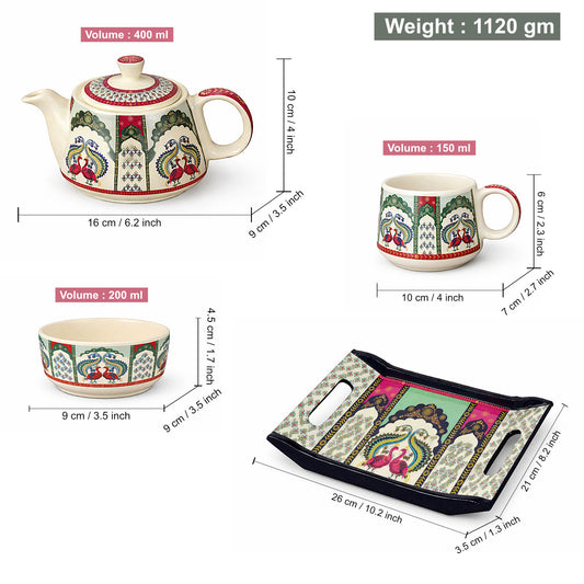 Premium Peacock Print Ceramic Tea Set for 2 - View 2