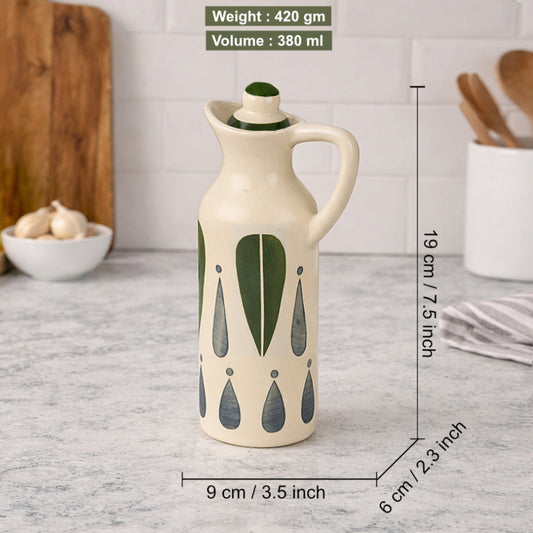 'Classic Charm' Hand-Painted Leaf Ceramic Oil Bottle (380 ml) - View 2