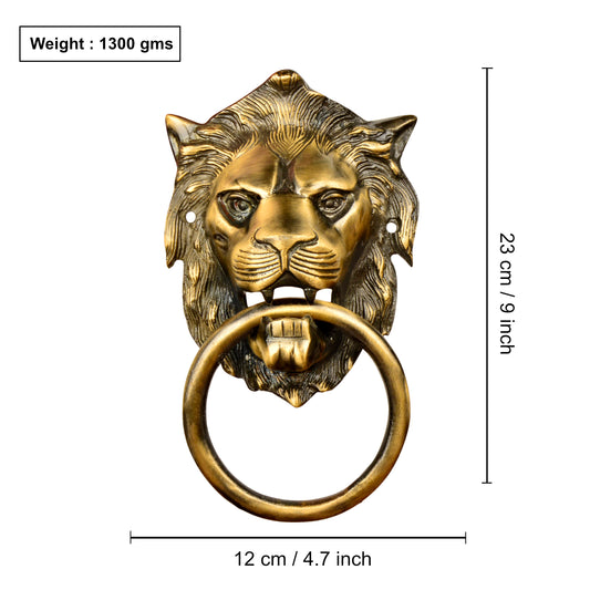 Heavy Brass Lion Shaped Victorian Style Door Knocker with Antique Finish (Length – 23 cm, Weight – 1300 gm) - View 2