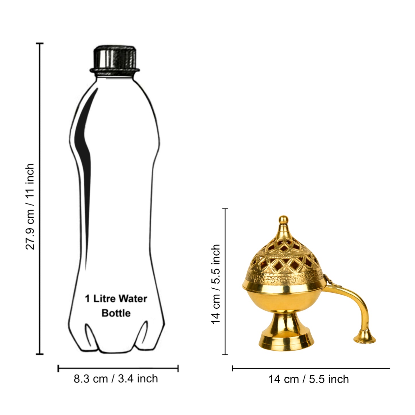 Premium Handcrafted Brass Loban Burner with Handle (Diameter – 14 cm, 350 gm) - View 5