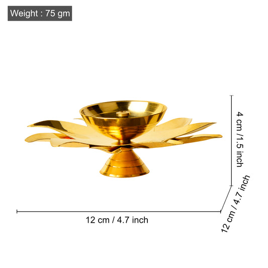 Brass Sun Dial Pooja Diya (L x B x H : 12 x 12 x 4 cm , Weight : 75 gm) - View 2