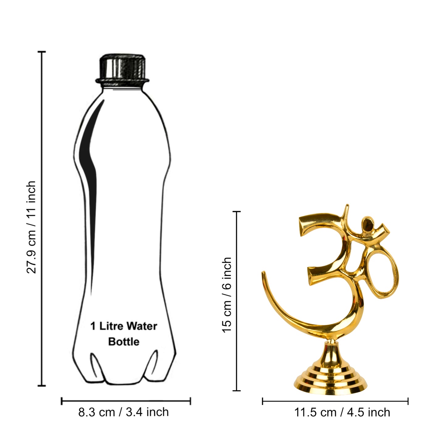 Brass Om Symbol Statue for Pooja, Home, Temple, Office ( L x B x H - 11.5 x 6 x 15 cm, Weight - 190 gm) - View 7
