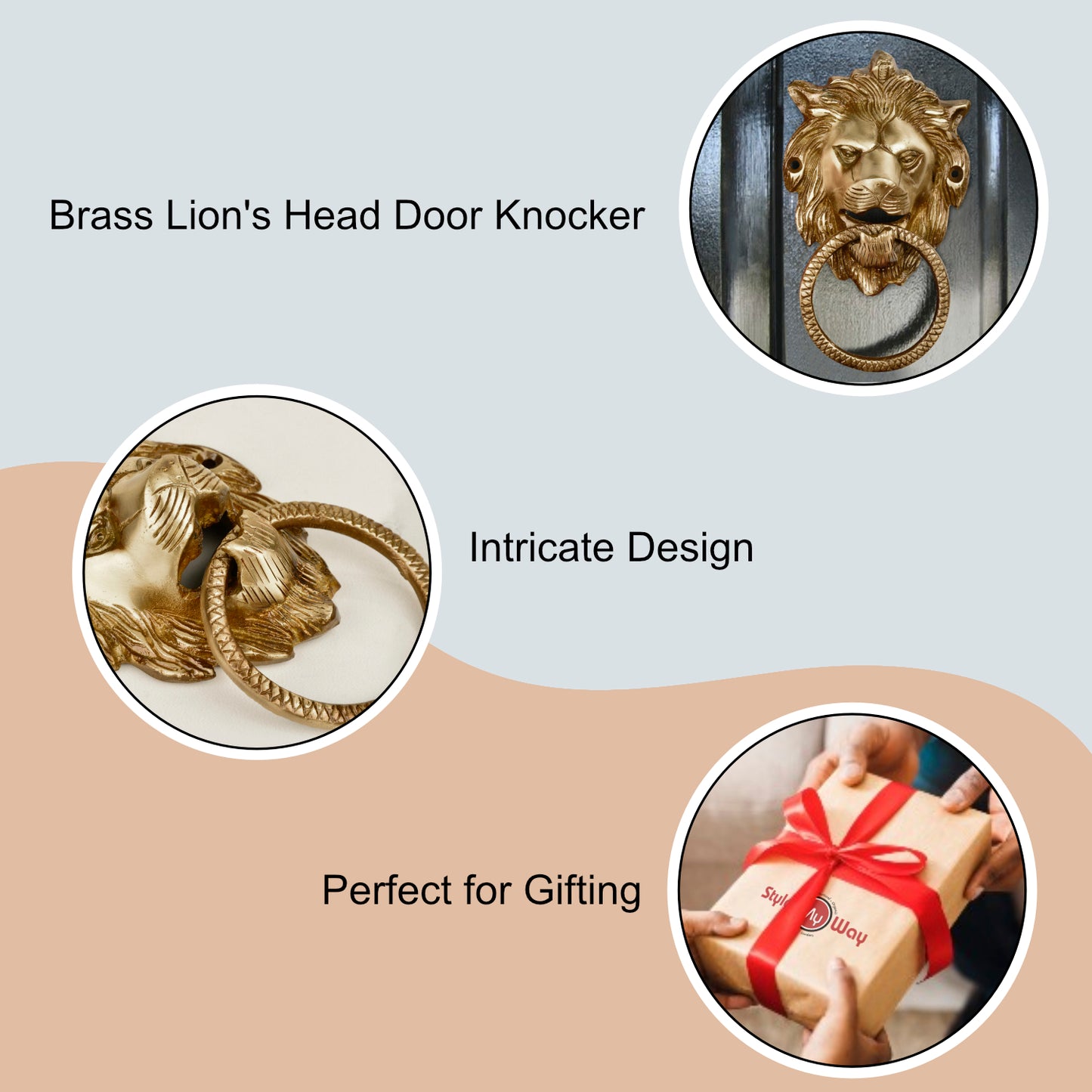 Heavy Brass Lion Shaped Victorian Style Door Knocker with Antique Finish (Length – 13.5 cm, Weight – 390 gm) - View 5