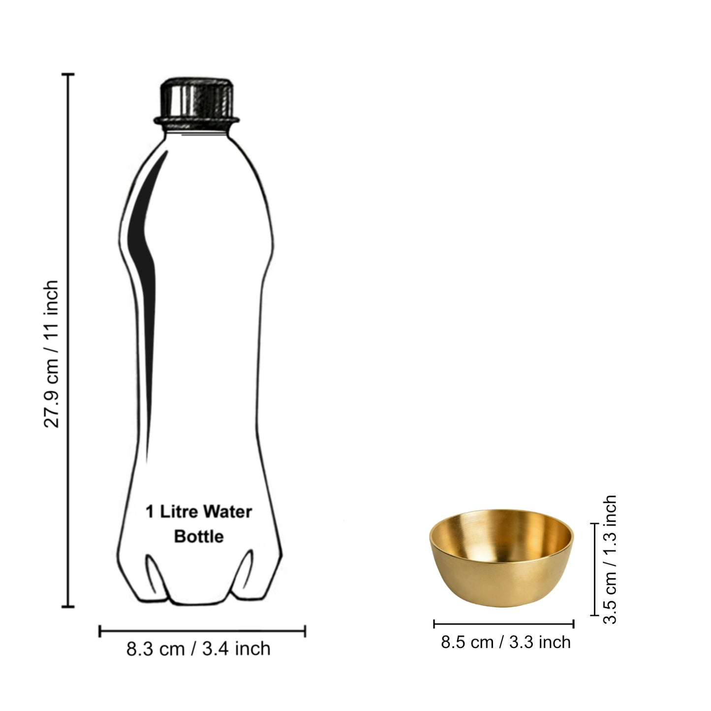 Premium Pure Brass Heavy Bowl for Eating ( Diameter - 3.5 inches, 150 ml, 110 gm, Matte Finish, Golden Color) - View 5