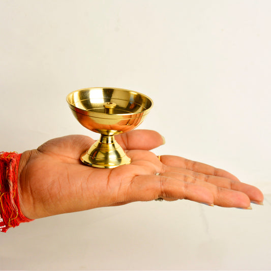 Handcrafted Pure Brass Akhand Pooja Jyoti Diya (Diameter - 6.5 cm, Height - 5 cm, 57 gm) - View 2