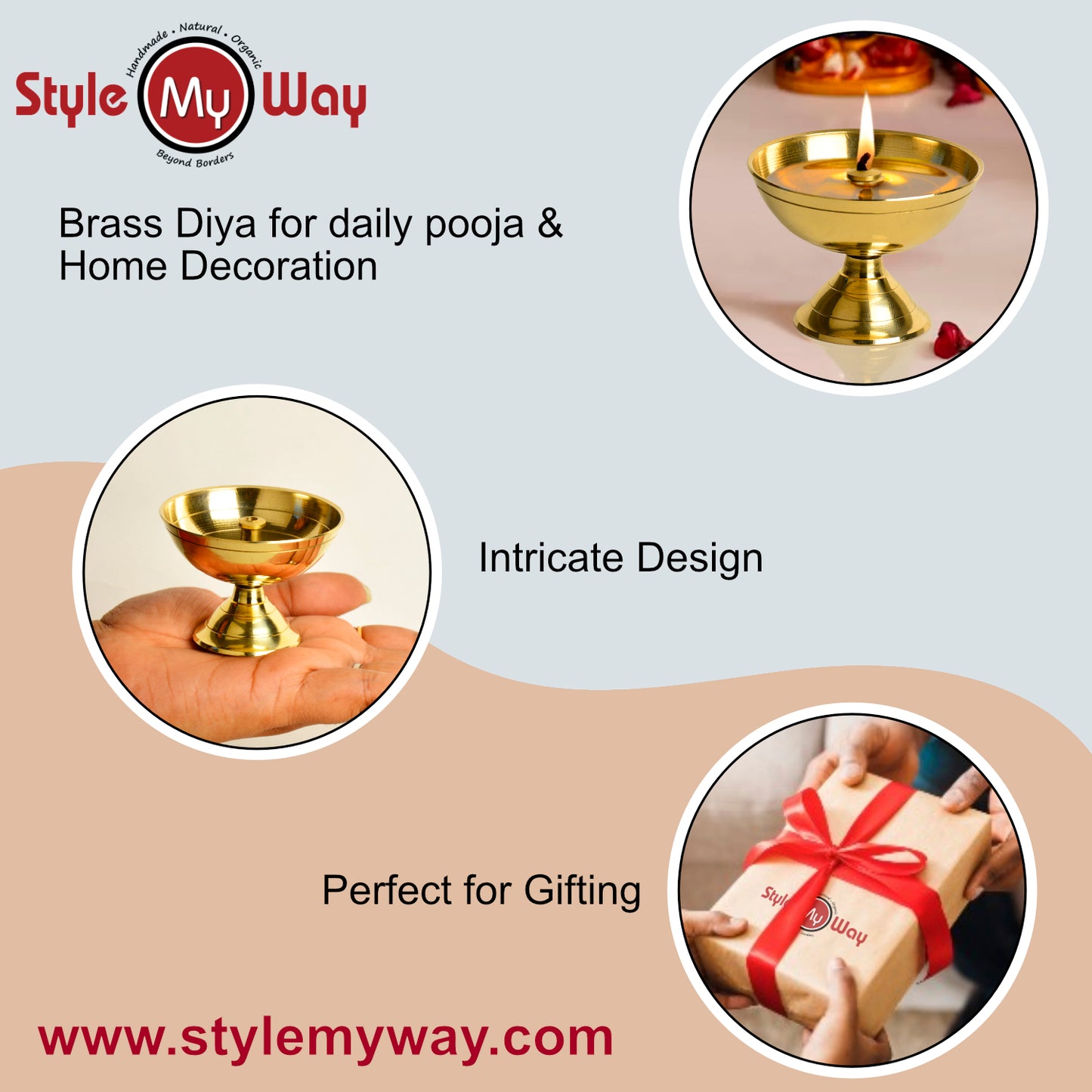 Handcrafted Pure Brass Akhand Pooja Jyoti Diya (Diameter - 6.5 cm, Height - 5 cm, 57 gm) - View 5