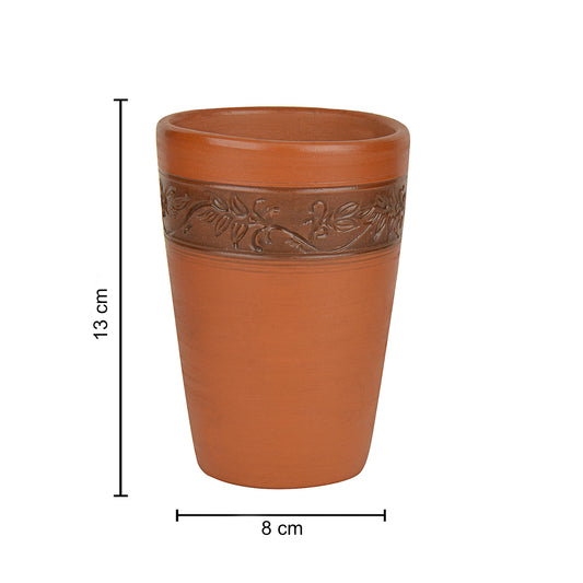 Handcrafted Earthenware Lassi Glasses (Brown, Set of 2, 450 ml) - View 2