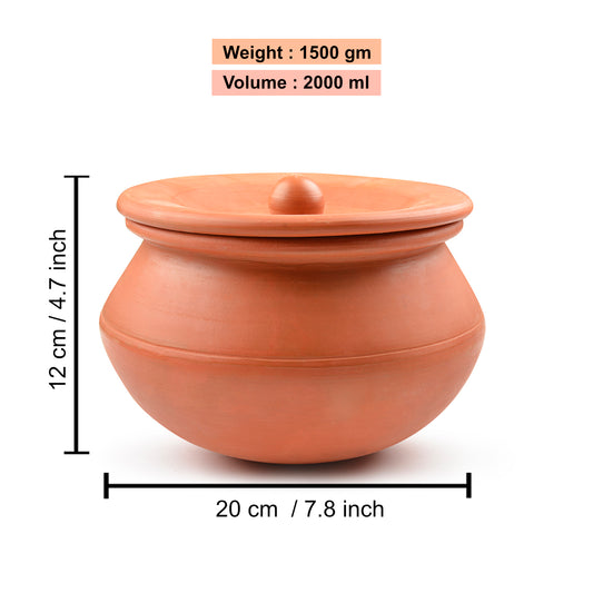 Handcrafted Earthenware Handi with Lid (Brown, 2 Litre) - View 2