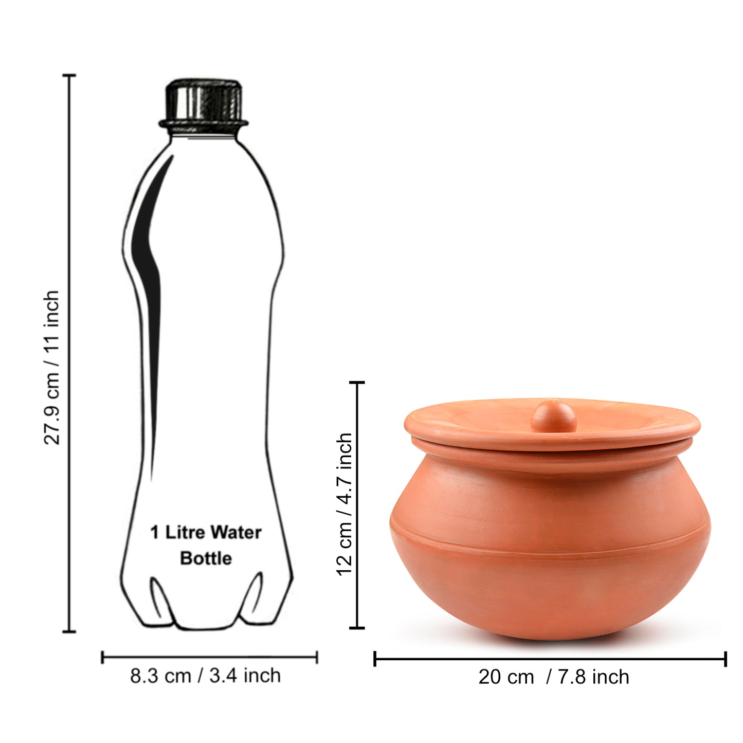 Handcrafted Earthenware Handi with Lid (Brown, 2 Litre) - View 6