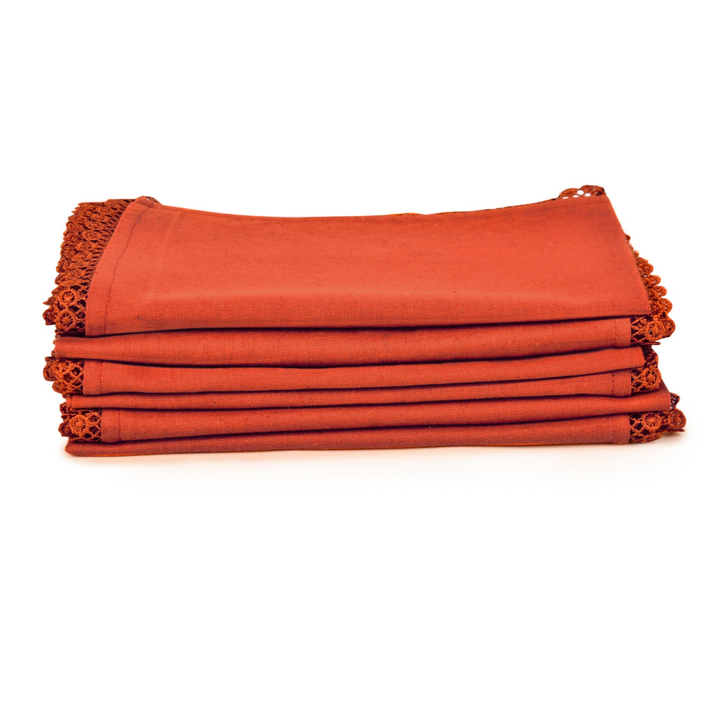 Dining Table Premium Cotton Table Napkin with Crochet Ends (Set of 6 , L x B – 17 x 17 inch , Rust) - View 4