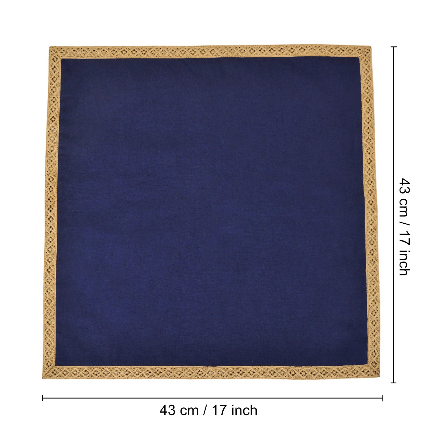 Dining Table Premium Cotton Table Napkin with Crochet Ends (Set of 6 , L x B – 17 x 17 inch , Blue and Beige) - View 6