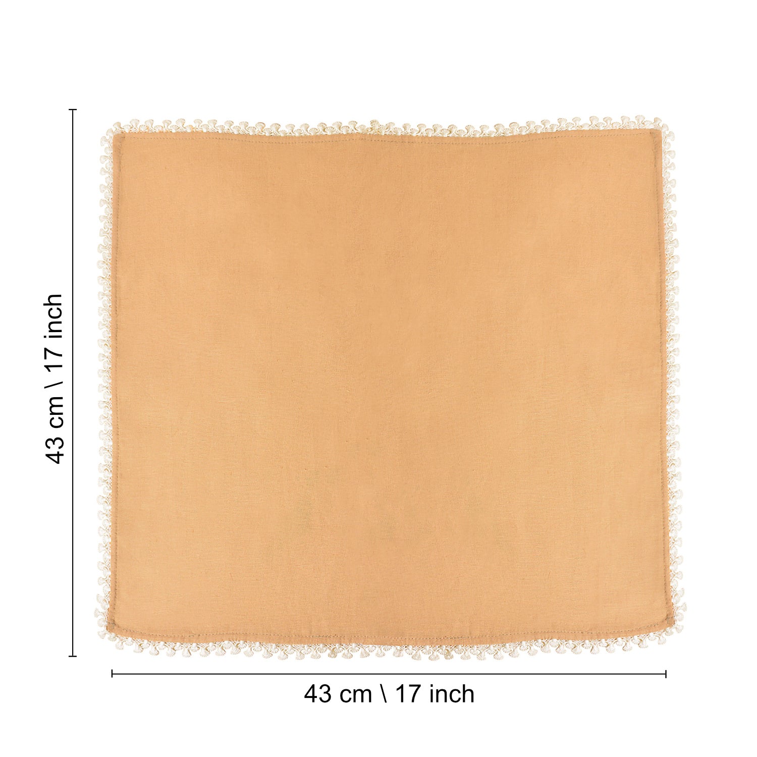 Dining Table Premium Cotton Table Napkin with Crochet Ends (Set of 6 , L x B – 17 x 17 inch , Beige) - View 3