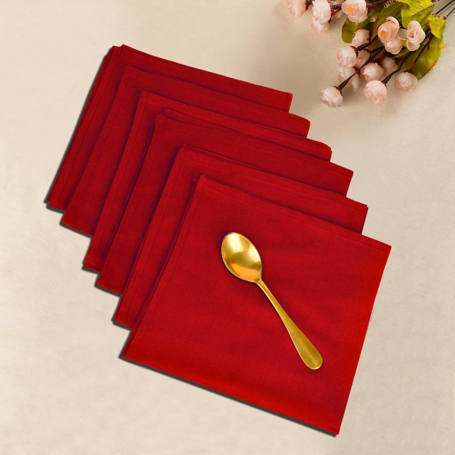 Stylemyway Dining Table Premium Cotton Table Napkin (Set of 6 , L x B – 17 x 17 inch , Maroon)