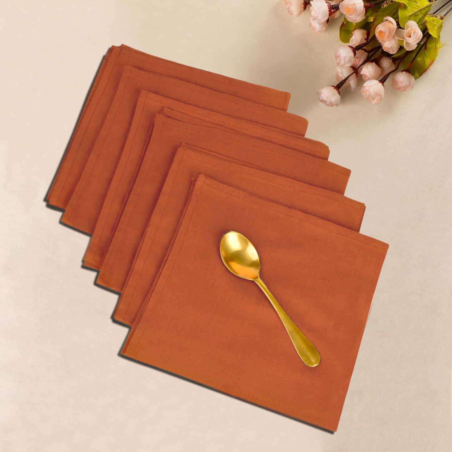 Stylemyway Dining Table Premium Cotton Table Napkin (Set of 6 , L x B – 17 x 17 inch , Brown) - View 4