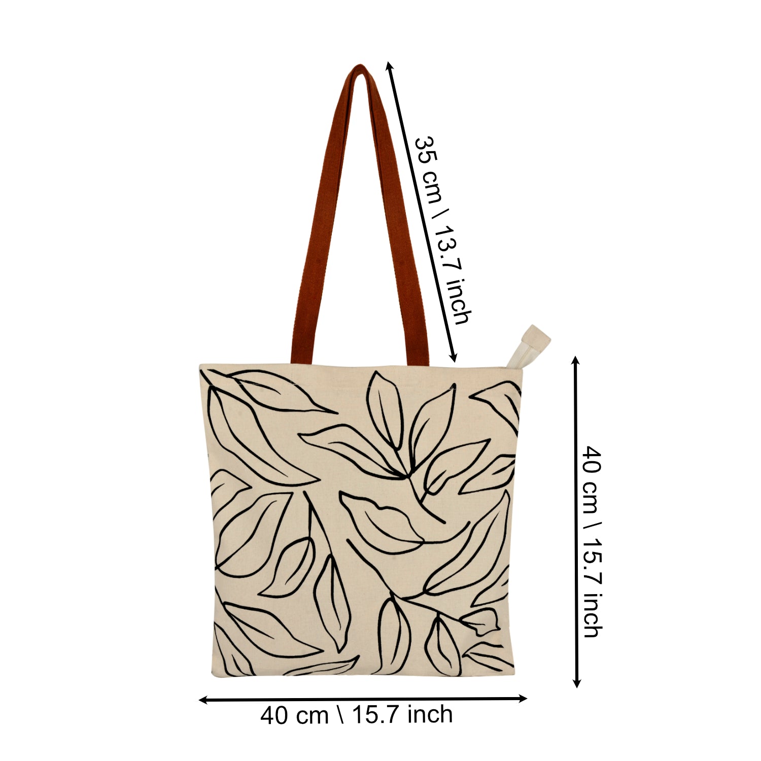 Large Cotton Designer Canvas Tote Bag with Zip, Inner Pocket for Shopping, Office & Daily Use (Abstract Black & White) - View 2