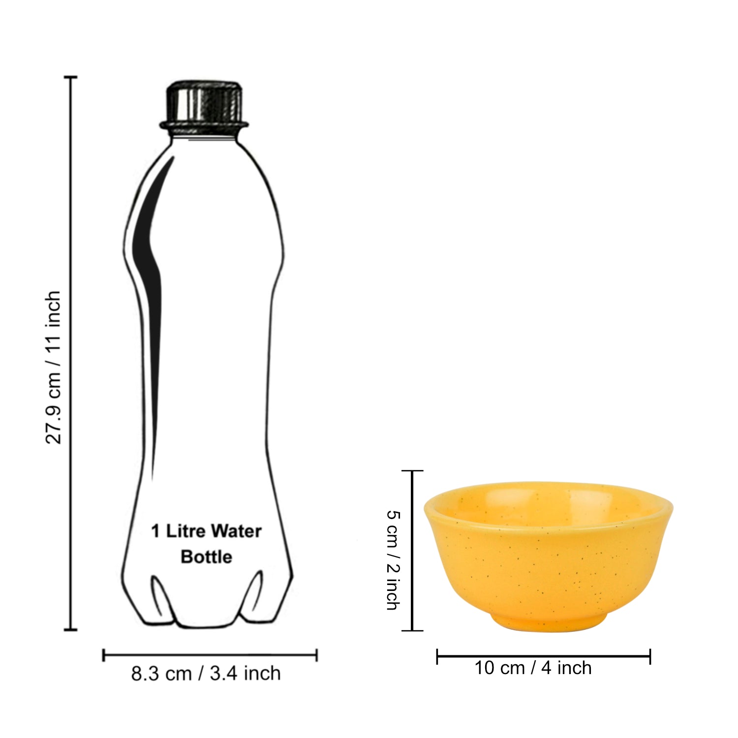 "Golden Glow Collection" Premium Ceramic Dinner Serving Bowls (Set of 4, Yellow , 160 ml) - View 5